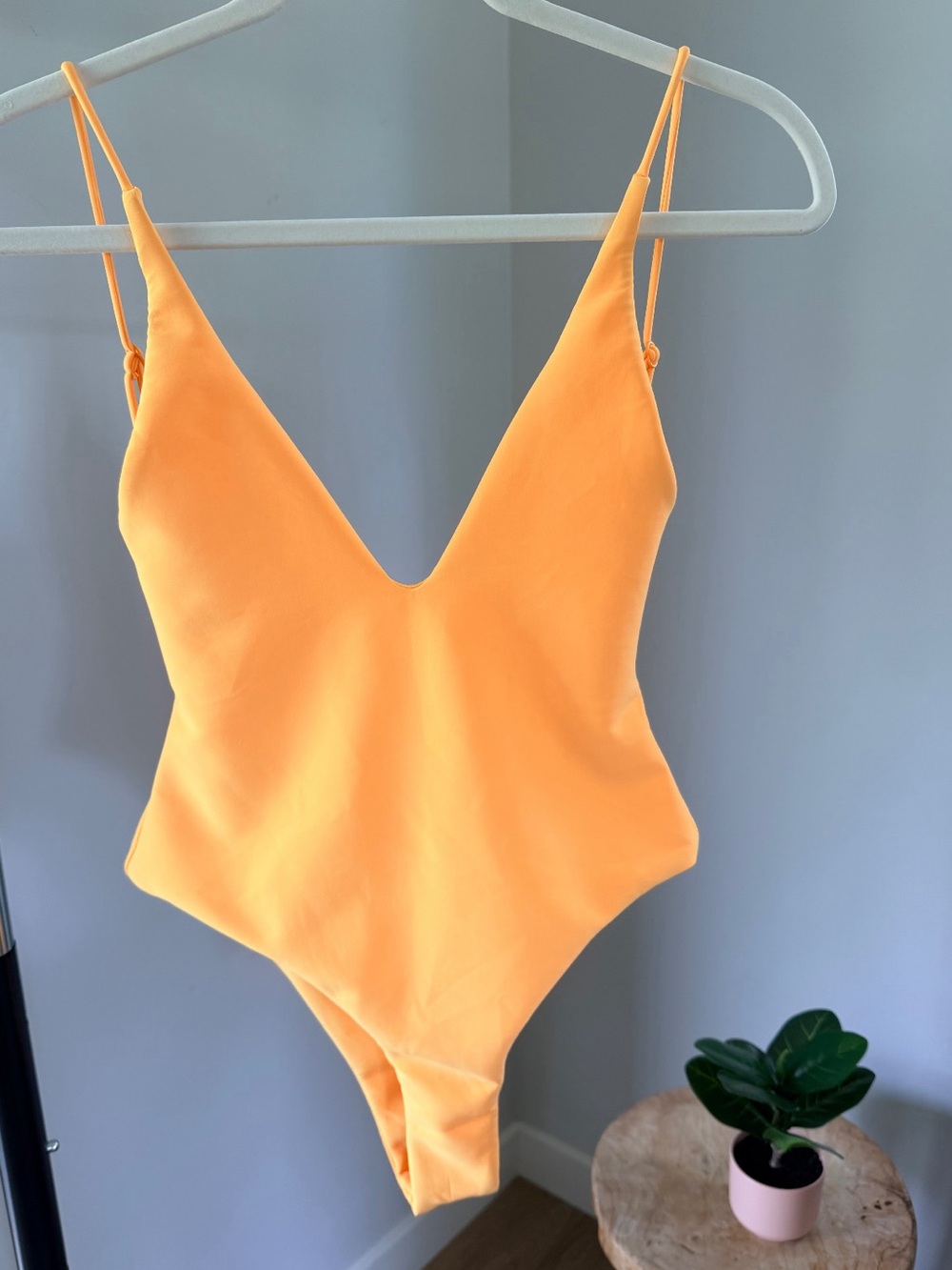 Girls' V-Neck One-Piece Swimsuit in Vibrant Orange